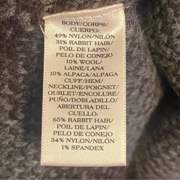 Ann Taylor Gray Striped Women's Sweater Rabbit Hair Alpaca Wool Blend Medium - Picture 3 of 9